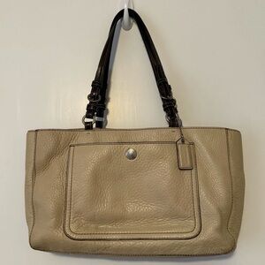 Vintage COACH CHELSEA F10892 Pebbled Leather Tote Shoulder Bag Handbag CREAM